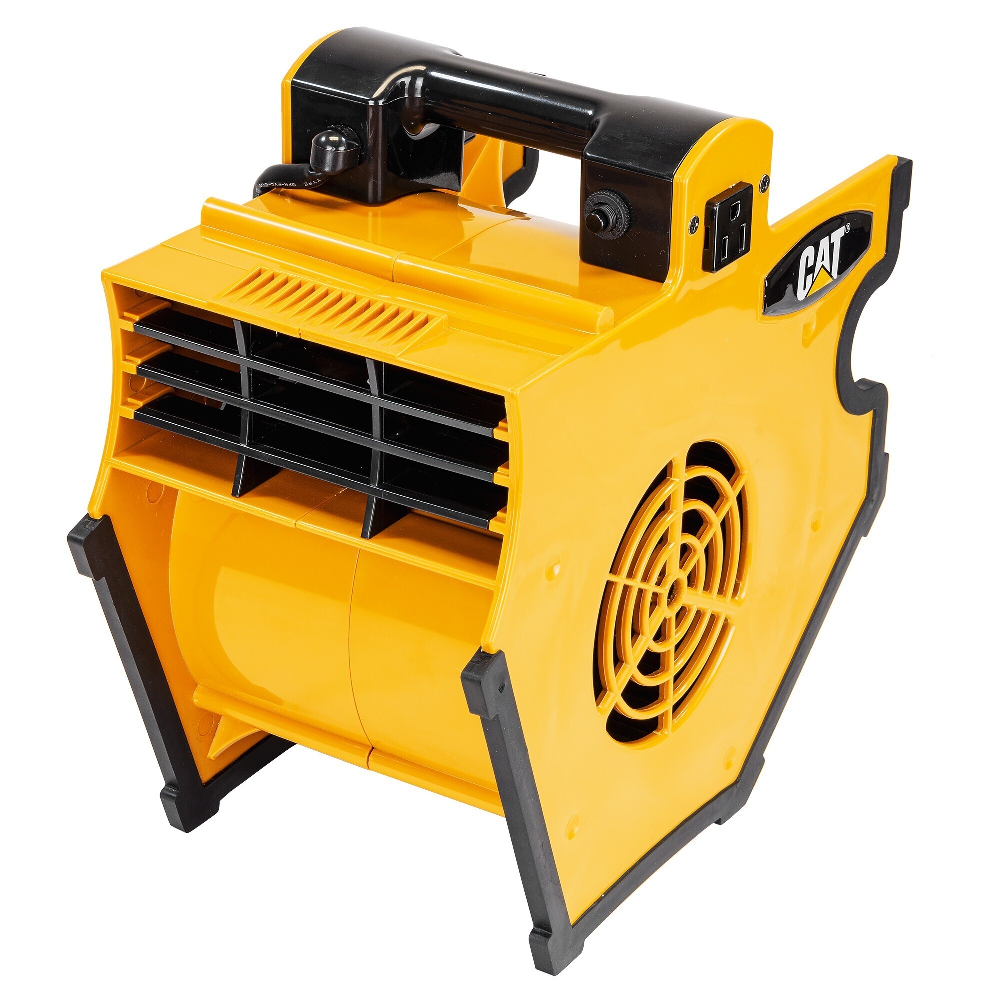 Caterpillar® fan (B-300) High Velocity 300 CFM, Multi Pivoting Cooling, Ventilating, Drying Fan W/ 2 Grounded AC Outlets, Adjustable 4 Speed Enclosed Dual Ball Bearing Motor, & GFCI Plug